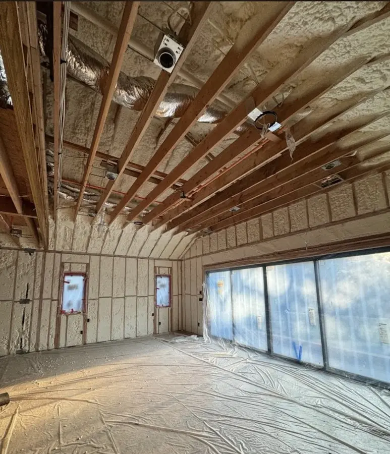 Interior walls and ceiling insulated with spray foam during new construction in Marco Island
